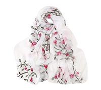 Ladies Silk Scarves Silk Scarf for Hair Pashmina Red Polka Dot Scarf Neck Scarves Indian Gift Women Embroidery Headband Chiffon Wrap Hijabs Scarf Shawls Scarf Muslim Women Hijab (White, One Size)