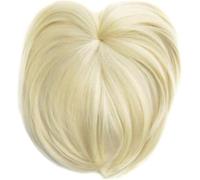 Ladies Silky Clip-On Hair Topper Colors Short Straight Hair Wig Full Wigs Cap,Hair Extensions Real Human Hair Clip for Women Invisible Toupee SILK BASE Hairpiece (613#)