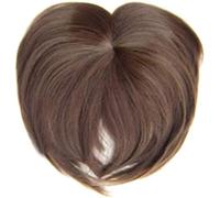 Ladies Silky Clip-On Hair Topper Colors Short Straight Wig Full Wigs Cap, Real Human Hair Clip for Women Invisible Toupee SILK BASE Hairpiece (8#)