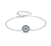 Ladies Silver Bracelet Lucky Sterling Silver Bracelets For Women Blue Evil Eye Bracelet Turkey Fine Jewelry Mini For Girl(White Gold)