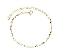 Ladies Silver Bracelets，Adjustable Spring Clasp Fashion High-End 1.8Mm S925 Sterling Silver Starry Sky Glitter Cauliflower Chain Bracelet, Energy Jewellery for Women Gold