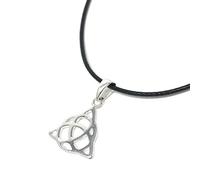 Ladies Silver Celtic Triquetra Trinity Knot Pendant on 41-46cm Leatherette Necklace 925 Sterling Spiritual Gift for Women or Teens with Gift Box