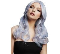 Smiffys Fever Nicole Wig, True Blend, Silver Lilac Soft Wave, Side Parting, 66cm/26in, Fever Wigs Fancy Dress, Halloween Fancy Dress Accessories Dress Up Wigs