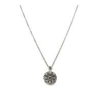 Ladies Silver Marcasite Starburst Flower Pendant on 46 cm Chain Necklace Oxidised 925 Sterling for Women and Girls with Gift Box