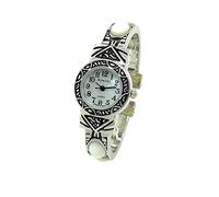 Ladies Silver Metal Bangle Cuff Fashion Watch with Stones Pearl Dial Wincci (White)