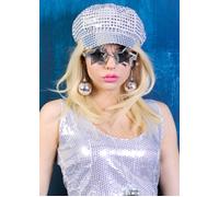 Ladies Silver Sequin Disco Hat