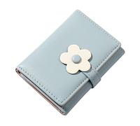 Ladies Simple And Cute Flower Student Wallet Short Three Fold Ladies Wallet Boys Wallets with Chain (Blue, One Size)