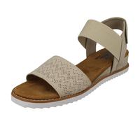 Skechers Women's BOBS Desert Kiss 31440 Sandals – Ankle Strap Low Wedge, Off-White UK 7