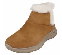LADIES SKECHERS PULL ON LEATHER FUR TRIM WINTER ANKLE BOOTS GO JOY BUNDLE UP
