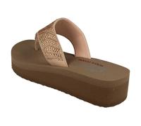 Skechers Womens Ladies Yoga Foam Toe Post Sandal Jewl Design To The Upper, Slip On With Memory We - Beige Textile - Size 6