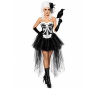 Ladies Skelly Von Trap Skeleton Costume Halloween Fancy Dress Gothic Skeleton