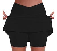 Ladies Skirts Clearance Skirts for Women UK Women's Pocket Pants Solid Mid Waist Culottes Short Skinny Pants Elastic Waist for Women Evening UK Lady Fancy Dress Black