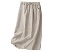 Ladies Skirts Drawstring Button Down Skirt with Pockets Linen A Line Summer Maxi Skirt Wrap Casual Ladies Skirts Elasticated Waist Solid Short Dress for Office Work