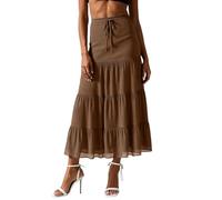 Ladies Skirts Elasticated Waist Elegant Size 12 14 16 18 High Waist Maxi Gypsy Skirt with Pockets Summer Basic Casual Blue Black Midi A Line Skirts for Women uk Swing Boho Wedding Guest Cocktail Dress
