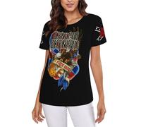 Ladies' Skynyrd Rock Band Lynyrd Printed Round Neck Shirt Simple Versatile Top Casual Comfort Shirt Multicolor L