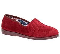 Ladies Sleepers Wine Velour Wide Fit Slip On Slippers (6)