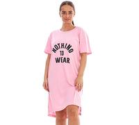 Ladies Sleepwear Printed Word Round Neck Short Sleeve Plain Nightwear Nightshirt