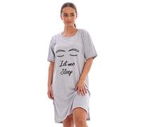 Ladies Sleepwear Printed Word Round Neck Short Sleeve Plain Nightwear Nightshirt