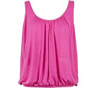 Ladies Sleeveless Bubble Hem Straps Top Women’s Scoop Neck Stretch Vest Loose Fit Elasticated Waist Summer Jersey Casual Plain Camisole VestTops Size UK Plus Size 8-26 Fuchsia