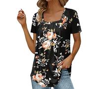 Ladies Sleeveless Golf Tops Long Blouses for Women UK Gifts for Teachers Travelling Womens Summer Tops Square Neck Pleated Front Short Sleeve Tunic Shirts S 2XL Amazon Sale Clearance