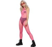 Fever Sleeveless Zipped Bodystocking Neon Pink Ladies Sexy Festival Fancy Dress