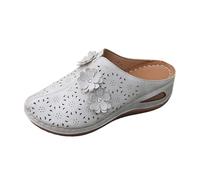 Ladies Sliders Summer Fashion Solid Color Toe Platform Sandals with Floral Cut Out Design for Beach and Home Comfort