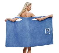 Ladies Sling Bath Towel Wrap Fleeceed Absorbent Quick Drying Bathrobe Suspender Bath Skirt with Pocket Adult Wearable Bath Robe Beach Spa Sauna Towelling Robe Cover up Dress Gown Bathrobe