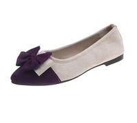 Ladies Slip-on Flat Suede Shoes Breathable Synthetic Leather Loafer with Pointed Toe,Memory oam Insole,Lightweight Doll Footwear for Commuting, ffice and City Walking Working (Purple, 5)