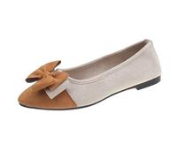 Ladies Slip-on Flat Suede Shoes Breathable Synthetic Leather Loafer with Pointed Toe,Memory oam Insole,Lightweight Doll Footwear for Commuting, ffice and City Walking Working (Brown, 6.5)