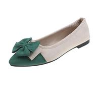 Ladies Slip-on Flat Suede Shoes Breathable Synthetic Leather Loafer with Pointed Toe,Memory oam Insole,Lightweight Doll Footwear for Commuting, ffice and City Walking Working (Green, 6.5)