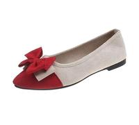 Ladies Slip-on Flat Suede Shoes Breathable Synthetic Leather Loafer with Pointed Toe,Memory oam Insole,Lightweight Doll Footwear for Commuting, ffice and City Walking Working (Red, 6.5)