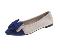 Ladies Slip-on Flat Suede Shoes Breathable Synthetic Leather Loafer with Pointed Toe,Memory oam Insole,Lightweight Doll Footwear for Commuting, ffice and City Walking Working (Blue, 4)
