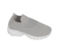 Ladies Slip on Trainers Womens Slip On Shoes Womens Sneaker Boots Women's Autumn Round Toe Thick Sole Flying Woven Casual Women's Shoes Lightweight Slip-on Walking Trainers for Women UK Grey 4