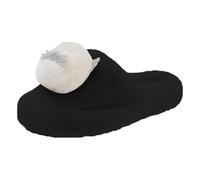 Ladies Slippers 6.5 UK Trade Sliders Female Winter Cute Plush Thickened Cotton Slippers Warm Size 8 Sliders Womens Black