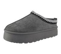 Ladies Slippers Boots Womens Platform In Outdoors Slip On Faux Fur Lined Shoes Size Grey 4