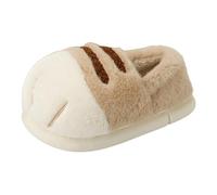 Ladies Slippers Cat Paw Closed Toe Plush Soft Sole Fleece Warm House Shoe
