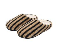 Ladies Slippers Closed Toe Striped Memory Foam Fluffy Cotton Slippers Women | Plush Fleece Upper Thick Fluffy Lining Warm Indoor House Slipper Lightweight Comfort Non-Slip Flat Home Women Shoes