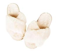 Ladies Slippers Fashion Fur Slippers For Women Winter Soft Bottom Cozy Flip Flops Female Indoor Home Fluffy Short Plush Fuzzy Slides(White,36-37(8.8-9 inch))