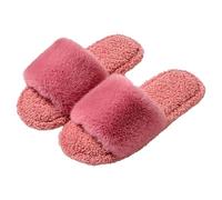 Ladies Slippers Open Toe Bottom Ladies Sliders Long Velvet Fashion Ladies Slippers Warm Sliders Size 7 Womens Slipper Hot Pink