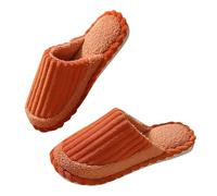 Ladies Slippers Size 4 Women's Autumn And Winter Casual Warm Corduroy Splicing Slippers (Orange, 38)