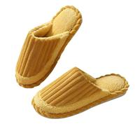 Ladies Slippers Size 4 Women's Autumn And Winter Casual Warm Corduroy Splicing Slippers (Yellow, 42)