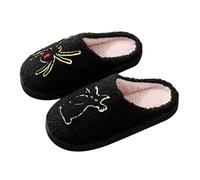 Ladies Slippers Size 5 UK Halloween Women's Fluffy Memory Foam Slip On Slippers Comfy Warm Anti-Slip House Shoes Funny Slipper Pumpkin Skeleton Bat Cat Halloween Shoes