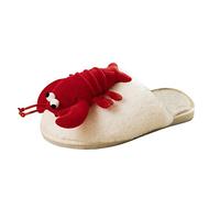 Ladies Slippers Size 5 UK Indoor Shoes for Women Animal Slippers Ladies Fashion Solid Color Plush Crawfish Decoration Flat Casual Cotton Slipper Athletic Sandals for Women Red