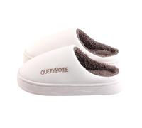 Ladies Slippers Size 5 Uk Men's Women's Autumn Winter Color Matching Warm Anti Slip Thick Bottom Baotou Home Indoor Cotton Slippers Deer Form Women's Slippers (White, 38)