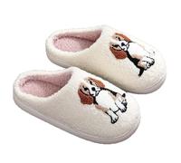 Ladies Slippers Size 8 Cotton Soft Non-Slip House Shoes Indoor Outdoor Cute Cartoon Dog Slippers Autumn & Winter Comfortable Warm Cosy Plush Closed Toe Shoe