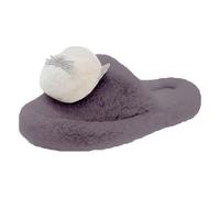 Ladies Slippers UK Indoor Shoes for Women Fur Slippers New Cover Toe with Foreign Trade Slipper Female Winter Cute Plush Thickened Cotton Slipper Warm Ladies Boot Extra Wide Grey