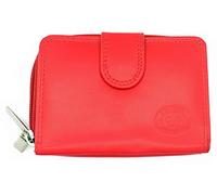 Ladies Small Dual Zipped Smooth Leather Organiser Purse with Concertina Card Holder-Red