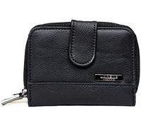 Ladies Small Leather Purse wih 2 Zipped Compartments - Black