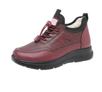 Ladies Snow Boots Ladies Boots Size 6 UK Women's Booties Autumn Winter Plus Velvet Soft Sole Warm Cotton Shoes Comfortable Thickened All Middle Elderly Mother Shoes Booties Big for Women (Red, 4.5)