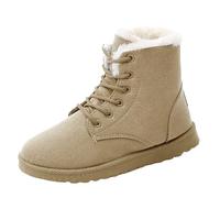 Ladies Snow Boots Size 5 Winter Warm Fur Lined Boots Ladies Breathable Soft Water Resistant Boot Women's Short Boot Warm Cotton Shoes Students 2025 Winter New Tall Soft Shoes Beige